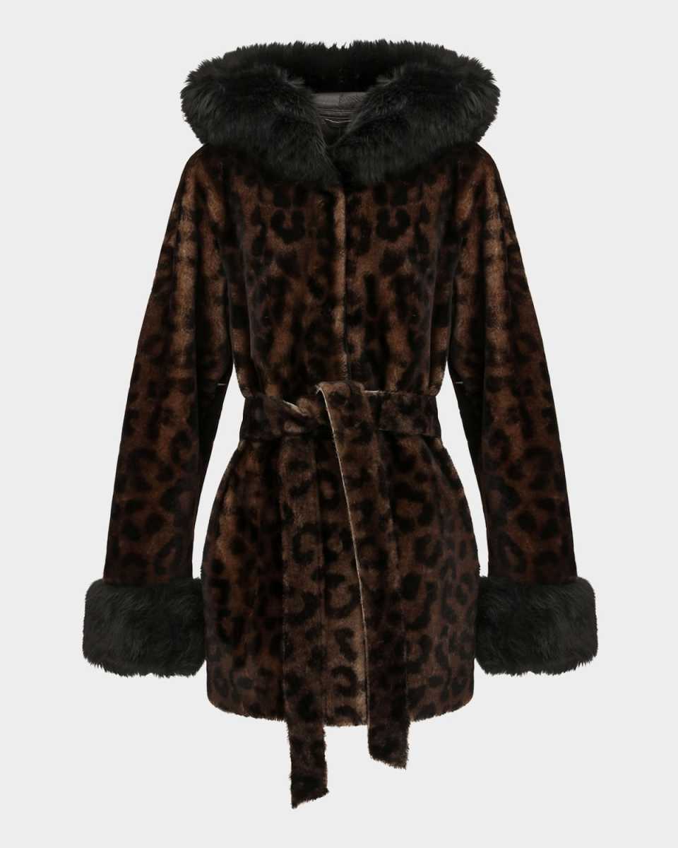 Hooded Lamb Shearling Parka with Merinillo Lamb Shearling Tr